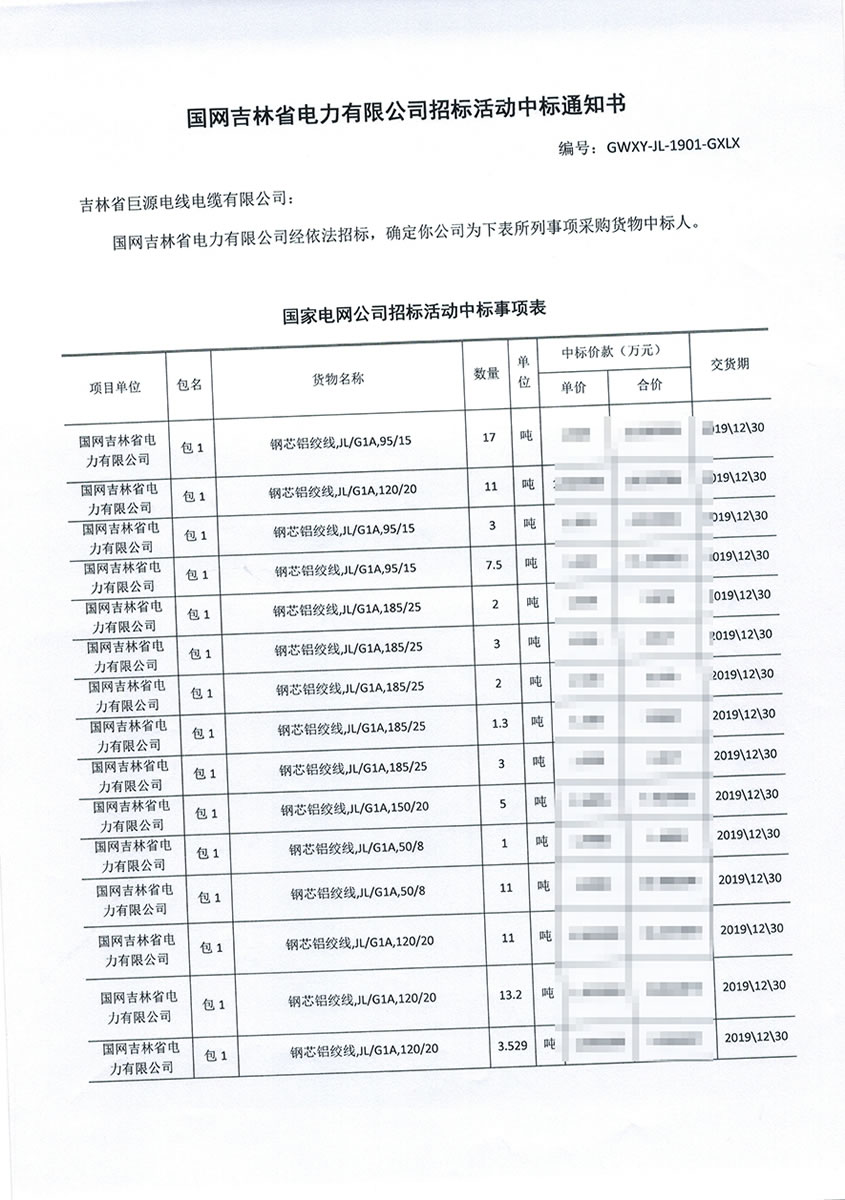 國網(wǎng)吉林省電力有限公司招標項目中標